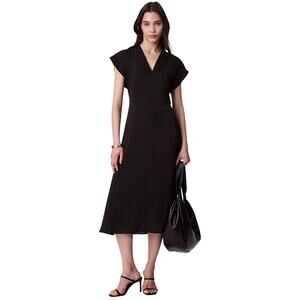 Calvin Klein Women's Satin V-Neck Midi Dress in Black